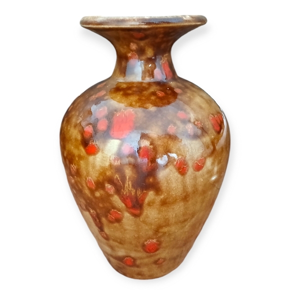 MCM England CG 76 Mark Lava Flame Burnt Orange Glazed Vase Jar Vintage Manganese - Picture 3 of 10